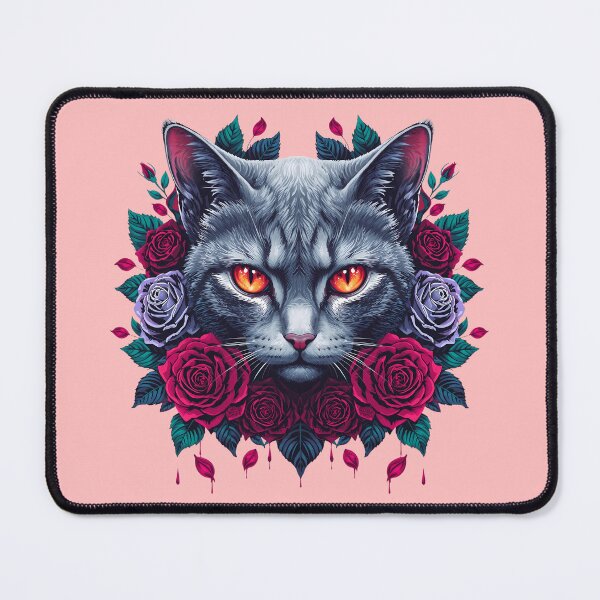 Item preview, Enchanting Cat Face with Roses designed and sold by GrizzlyJohns.