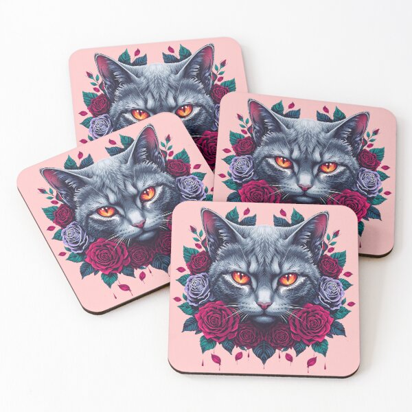 Item preview, Enchanting Cat Face with Roses designed and sold by GrizzlyJohns.