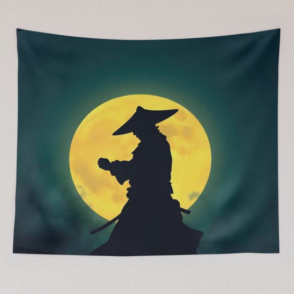 Item preview, Samurai Warrior Silhouette Under Full Moon designed and sold by Tsukikage Art.