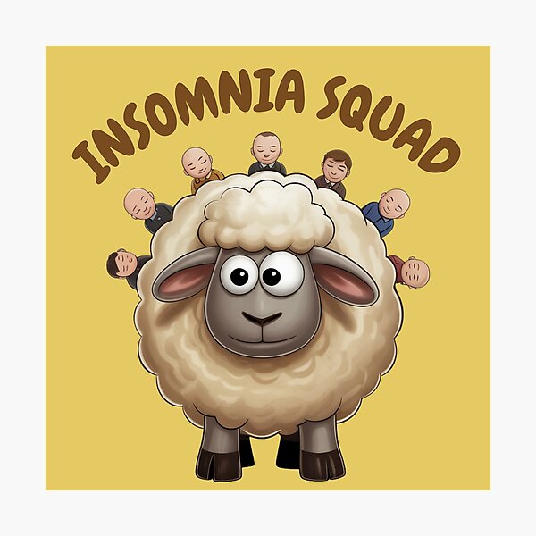 Item preview, Funny Sheep Sticker – Insomnia Squad | Sleep Struggle, Humor & Relatable Quote designed and sold by stickmanvibes.