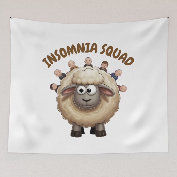 Item preview, Funny Sheep Sticker – Insomnia Squad | Sleep Struggle, Humor & Relatable Quote designed and sold by stickmanvibes.