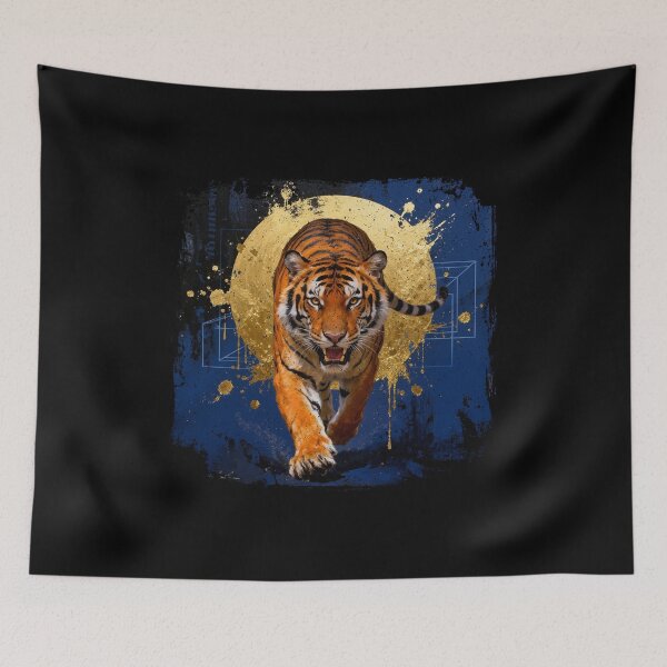Item preview, Golden Tiger Emergence - Fierce Wildlife Splash Art designed and sold by JackrabbitPub.