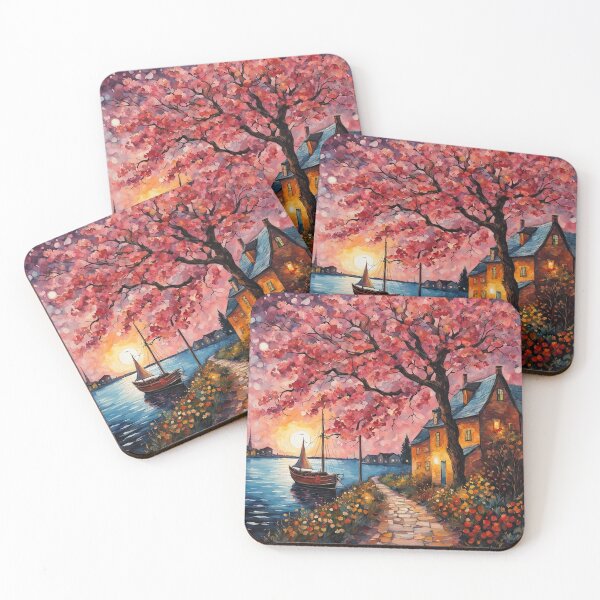 Item preview, Blossoms On Pink Sky, Sunset and Moon designed and sold by IvaRenee.