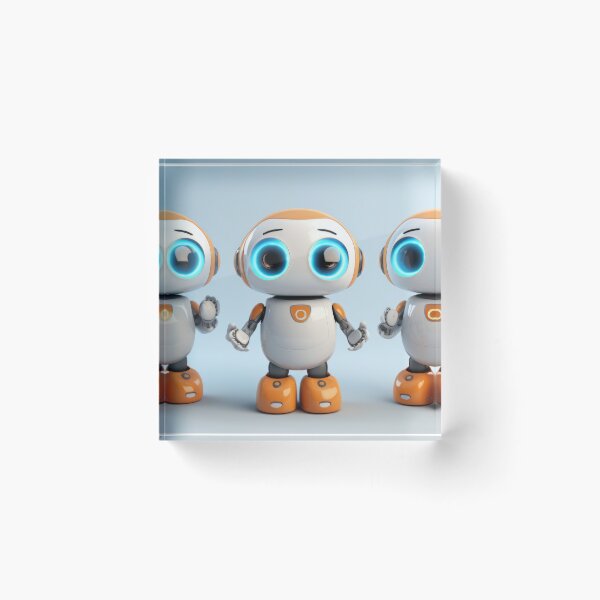 Item preview, Cute robot friendly digital assistant character with glowing blue lights, AI generated designed and sold by dvoevnore.