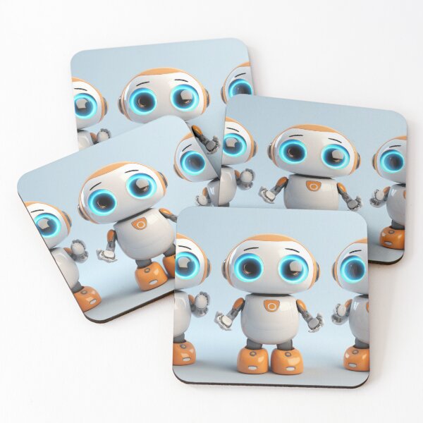 Item preview, Cute robot friendly digital assistant character with glowing blue lights, AI generated designed and sold by dvoevnore.