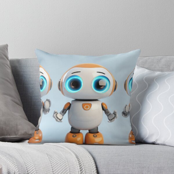 Item preview, Cute robot friendly digital assistant character with glowing blue lights, AI generated designed and sold by dvoevnore.