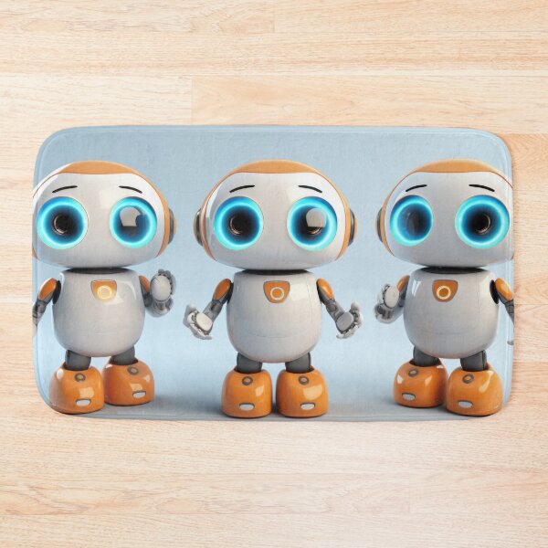 Item preview, Cute robot friendly digital assistant character with glowing blue lights, AI generated designed and sold by dvoevnore.