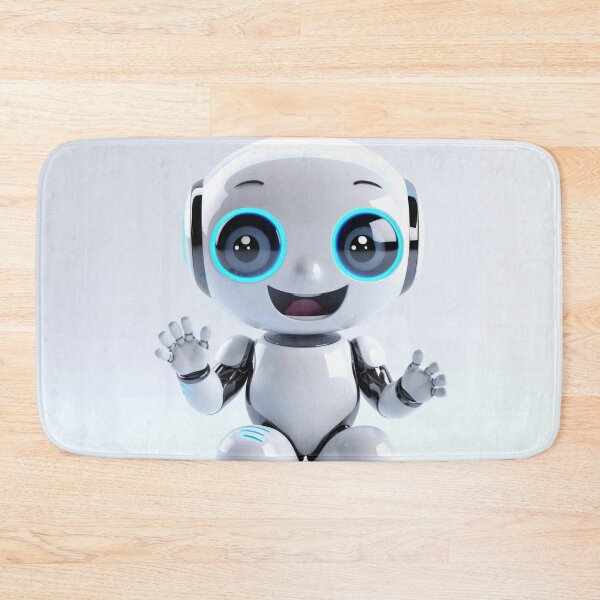 Item preview, Cute robot friendly digital assistant character with glowing blue lights, AI generated designed and sold by dvoevnore.