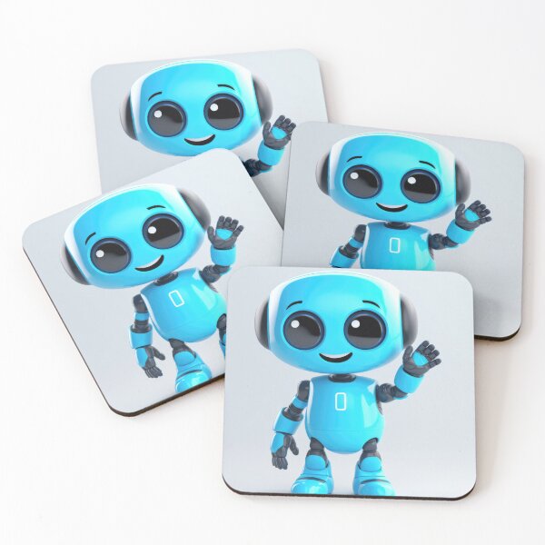 Item preview, Cute robot friendly digital assistant character with glowing blue lights, AI generated designed and sold by dvoevnore.