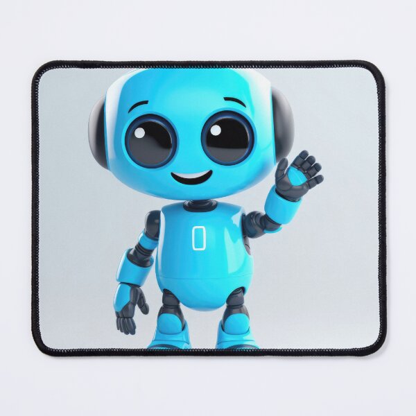 Item preview, Cute robot friendly digital assistant character with glowing blue lights, AI generated designed and sold by dvoevnore.