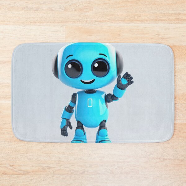 Item preview, Cute robot friendly digital assistant character with glowing blue lights, AI generated designed and sold by dvoevnore.