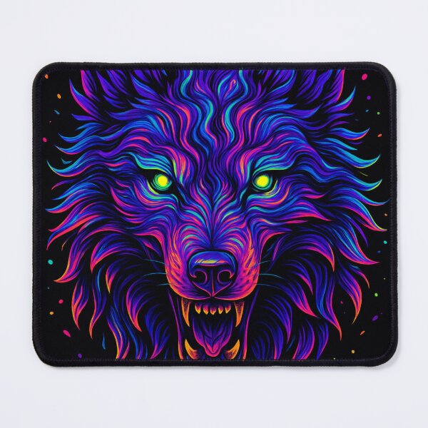 Item preview, Neon Wolf Head – Psychedelic Cyberpunk Animal Illustration designed and sold by chillprint1.