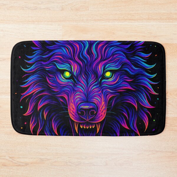 Item preview, Neon Wolf Head – Psychedelic Cyberpunk Animal Illustration designed and sold by chillprint1.