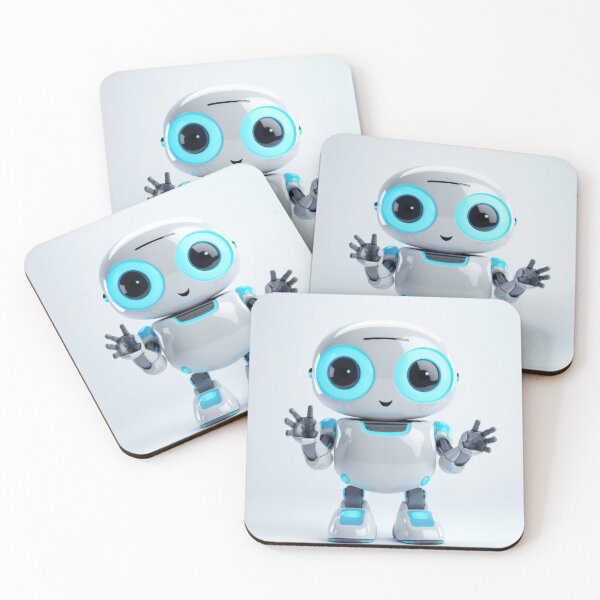 Item preview, Cute robot friendly digital assistant character with glowing blue lights, AI generated designed and sold by dvoevnore.