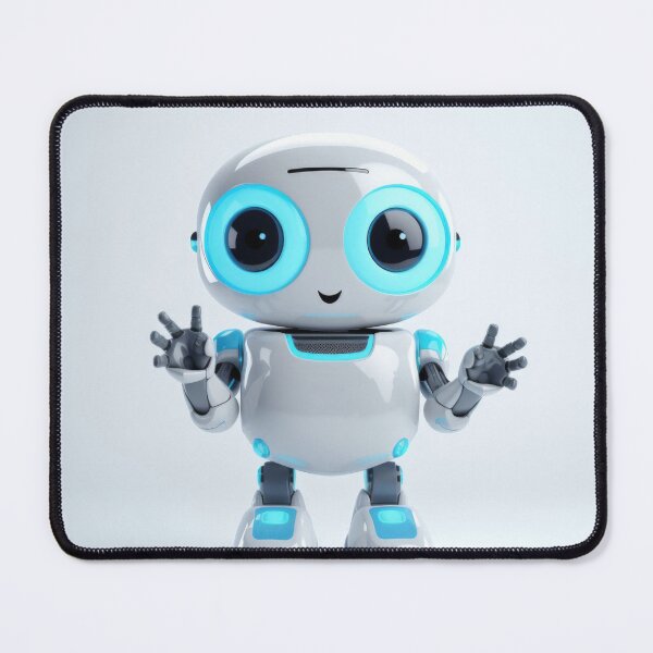 Item preview, Cute robot friendly digital assistant character with glowing blue lights, AI generated designed and sold by dvoevnore.