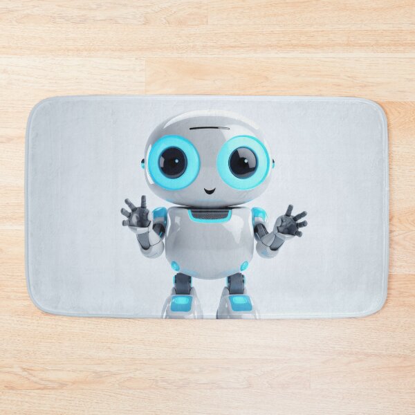 Item preview, Cute robot friendly digital assistant character with glowing blue lights, AI generated designed and sold by dvoevnore.