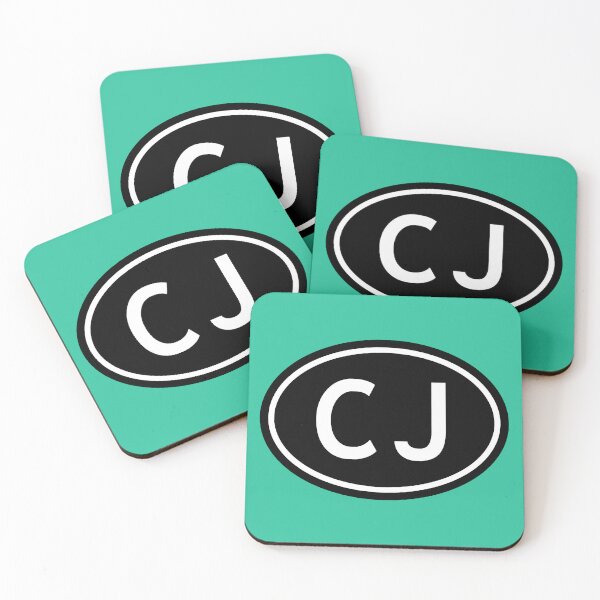 Item preview, CJ Initials Monogram Oval White Letters designed and sold by Jeallan Designs.