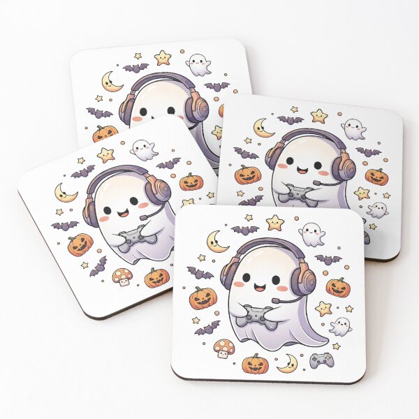 Item preview, Kawaii Gamer Ghost with Headset – Cute Halloween Gaming Design designed and sold by Grind-Stitch.