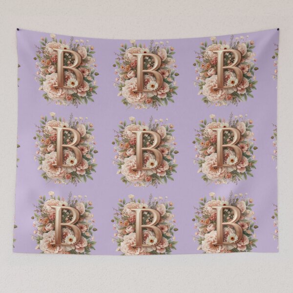 Item preview, Floral Monogram Letter B Wall Art – Elegant Gold Initial B with Roses & Peonies | Personalized Wedding Gift, Nursery Decor, Feminine Botanical Initial B Print designed and sold by AmenAlways.