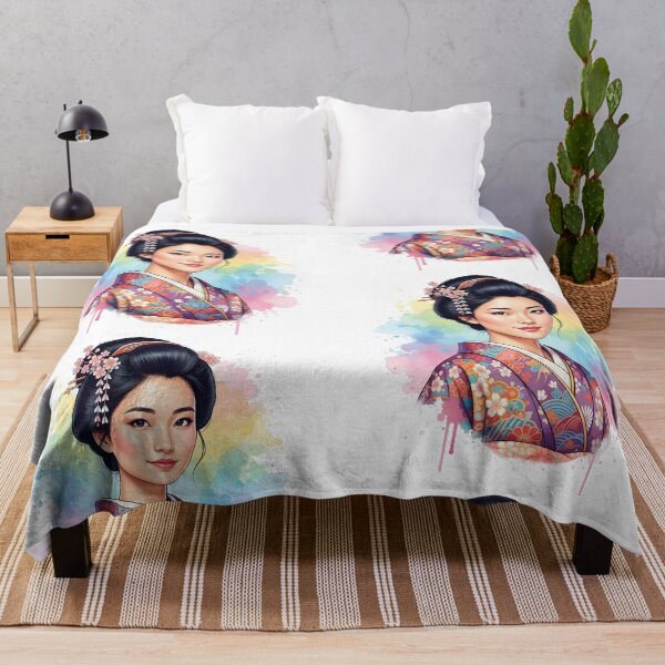 Item preview, Japanese woman in kimono. Watercolor wall art designed and sold by Planet Utoppia.