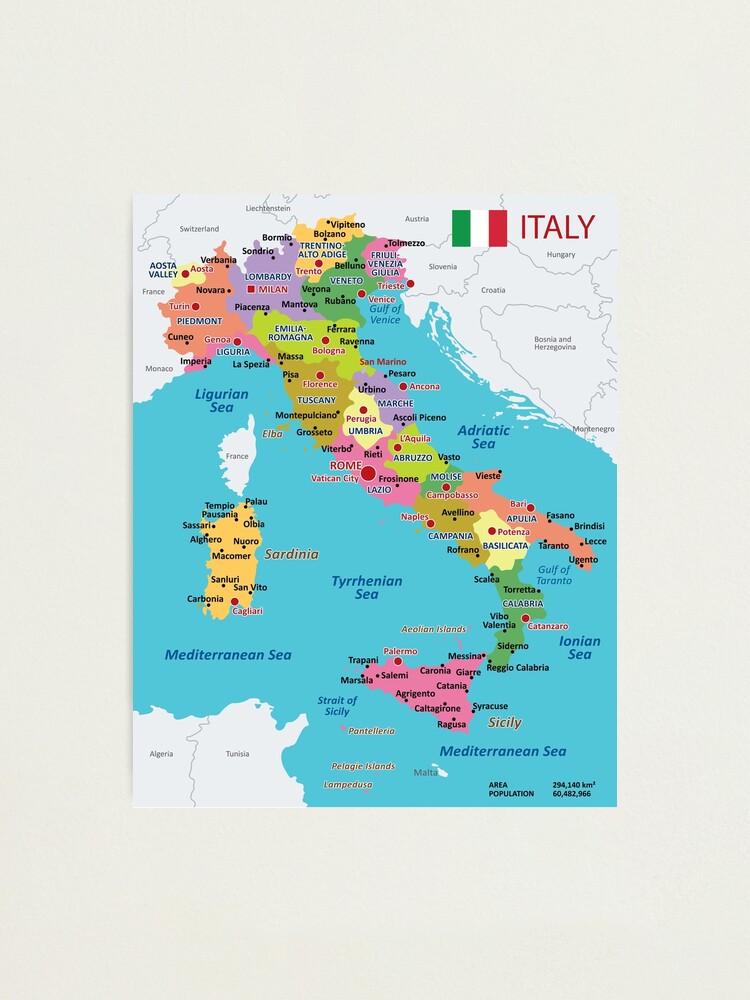 Italy map with regions and main cities | Sticker