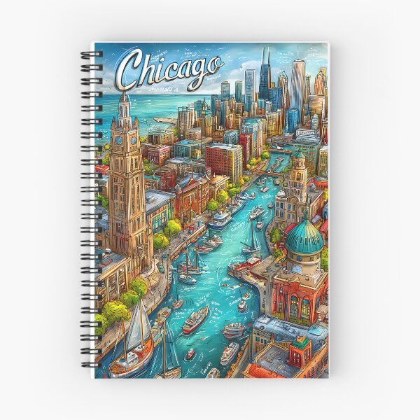 Item preview, llustrated Map of  Chicago with Waterways and Boats designed and sold by Artessie.