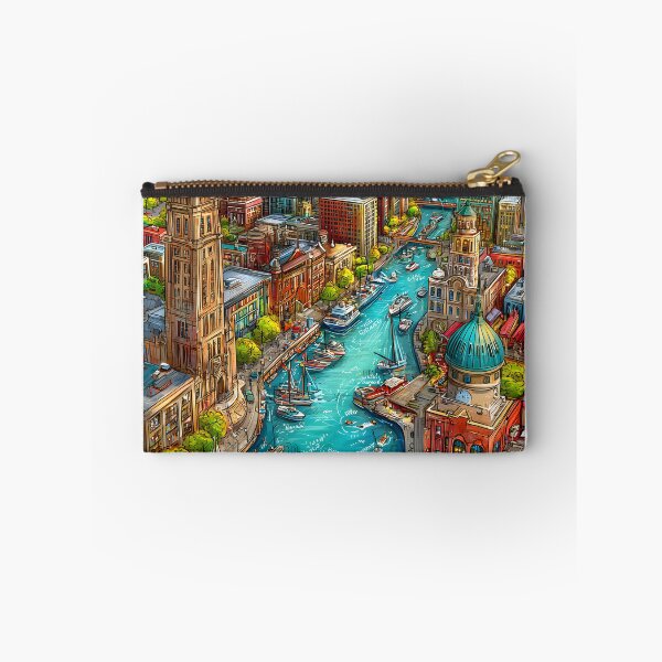 Item preview, llustrated Map of  Chicago with Waterways and Boats designed and sold by Artessie.