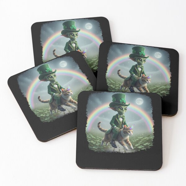 Item preview, Alien Riding on Cat Unicorn Rainbow St Patricks Day Caticorn designed and sold by elderberry.