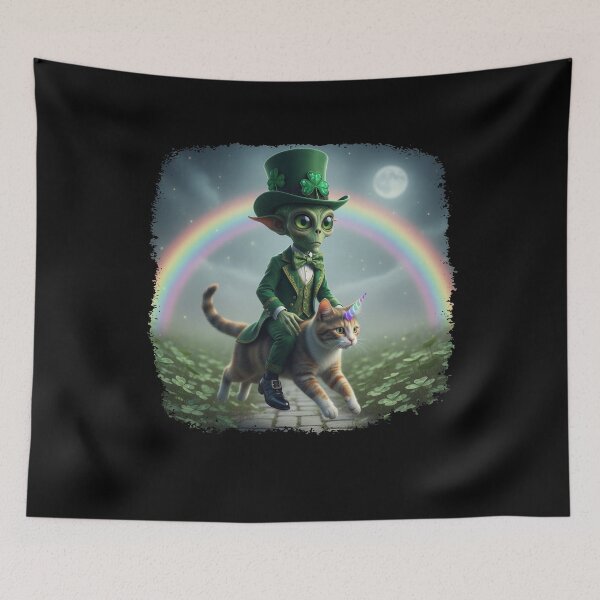 Item preview, Alien Riding on Cat Unicorn Rainbow St Patricks Day Caticorn designed and sold by elderberry.