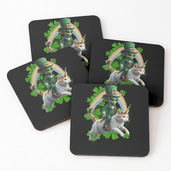 Item preview, Alien Riding Cat Unicorn Rainbow St Patrick’s Day Caticorn designed and sold by elderberry.