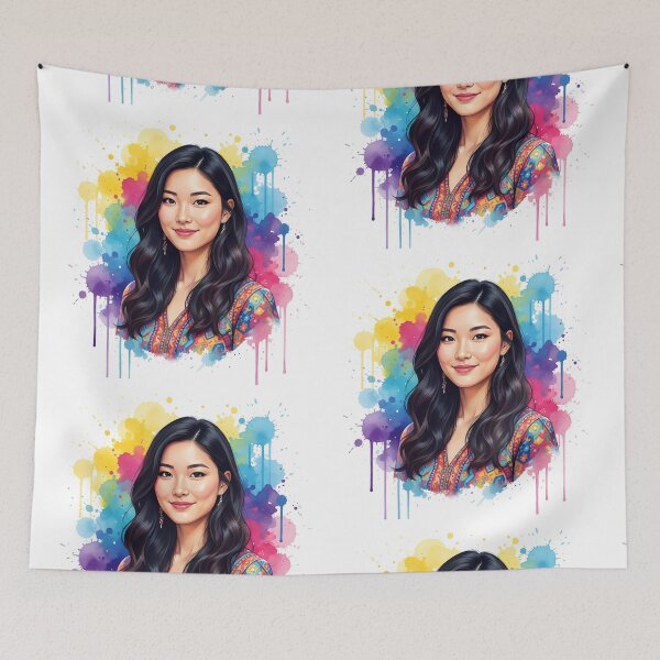 Item preview, Smiling Asian woman. Watercolor wall art. designed and sold by Planet Utoppia.