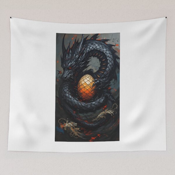 Item preview, ‘Achilléos the mother’ dark dragon over a sea of rage by maddfishy1975 designed and sold by maddfishy1975.