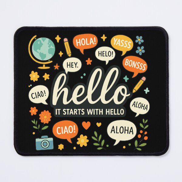Item preview, It Starts With Hello – Multilingual Greeting Design designed and sold by haitrieuic96.