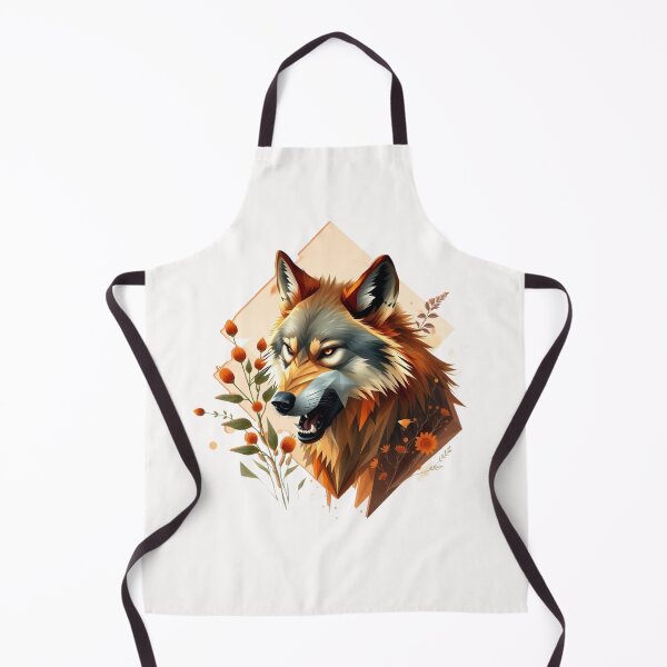 Item preview, Wild Floral Wolf – Fierce Profile in Warm Tones and Flower designed and sold by Naturalite19.