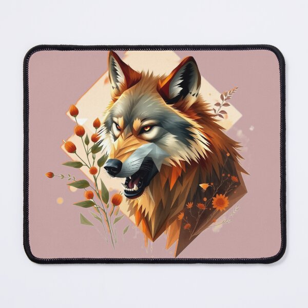 Item preview, Wild Floral Wolf – Fierce Profile in Warm Tones and Flower designed and sold by Naturalite19.