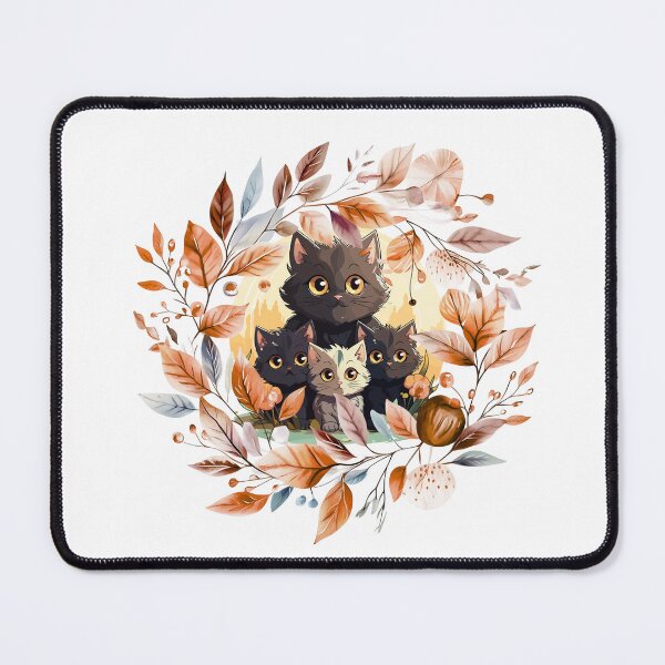 Item preview, “Cute Black Cat Family in Autumn Leaves | Cozy Fall Cat Lovers Gift” designed and sold by Catpuccino.