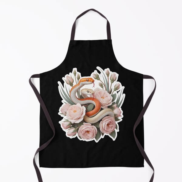 Item preview, Floral Snake – Orange and Cream Snakes with Pink Roses and Green Leaves designed and sold by VividOrganica.