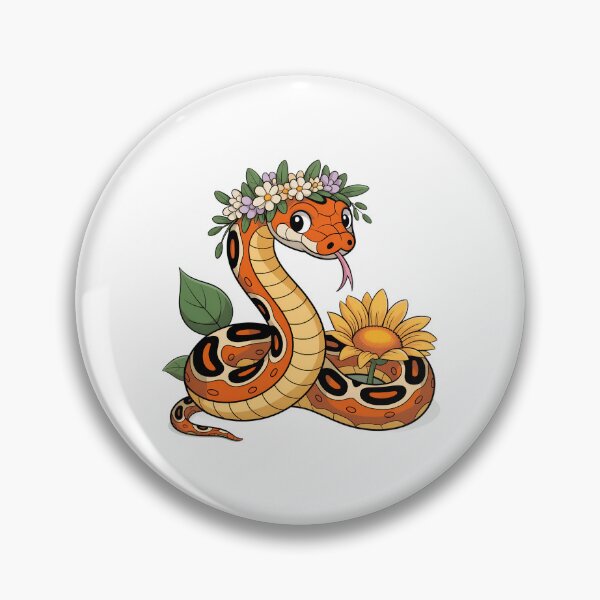 Item preview, Cute Cartoon Corn Snake with Floral Crown and Sunflowers – Whimsical Snake designed and sold by VividOrganica.