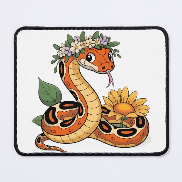 Item preview, Cute Cartoon Corn Snake with Floral Crown and Sunflowers – Whimsical Snake designed and sold by VividOrganica.