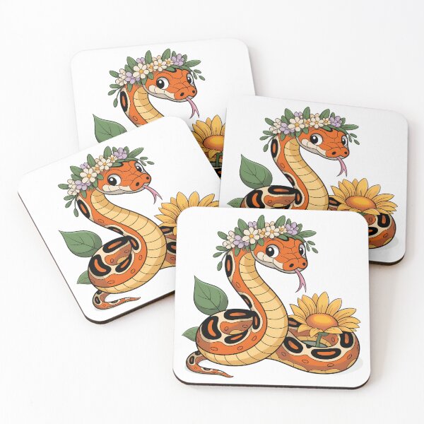 Item preview, Cute Cartoon Corn Snake with Floral Crown and Sunflowers – Whimsical Snake designed and sold by VividOrganica.