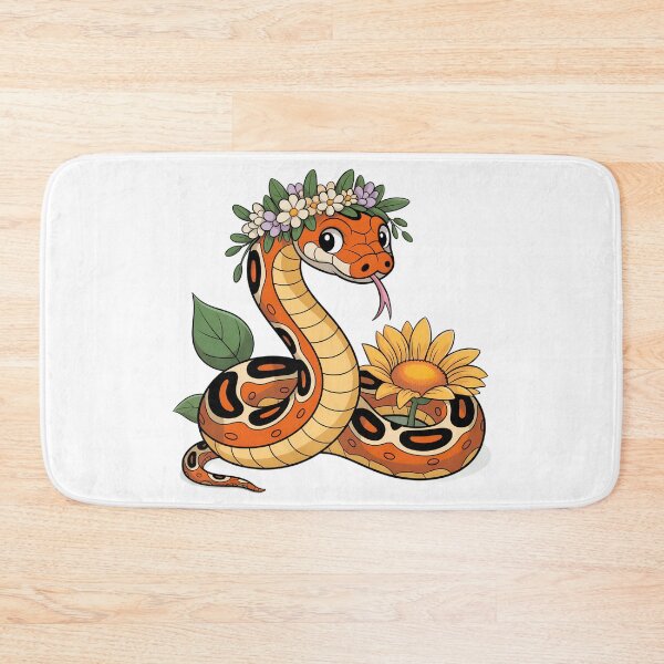 Item preview, Cute Cartoon Corn Snake with Floral Crown and Sunflowers – Whimsical Snake designed and sold by VividOrganica.