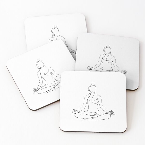 Item preview, Black One Line Drawing - Yoga Meditation Yogini designed and sold by altandesign.