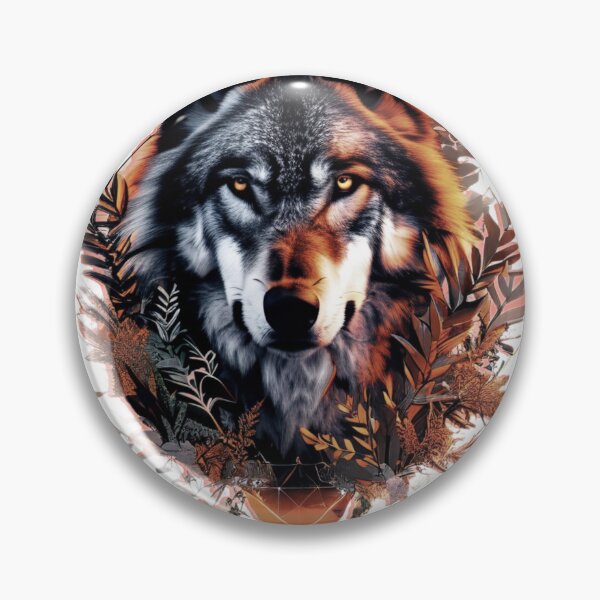 Artikelvorschau, Dark Floral Wolf – Wilde Eleganz in Orange, Schwarz und Weiß entworfen und verkauft von Naturalite19.