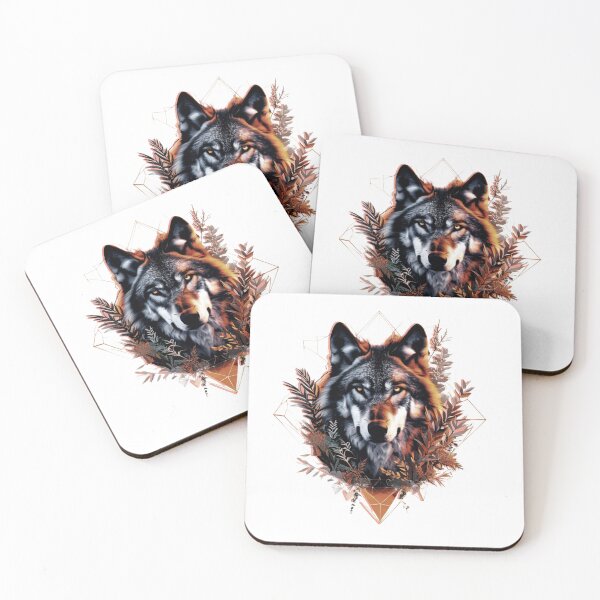 Item preview, Dark Floral Wolf – Fierce Elegance in Orange, Black and White designed and sold by Naturalite19.