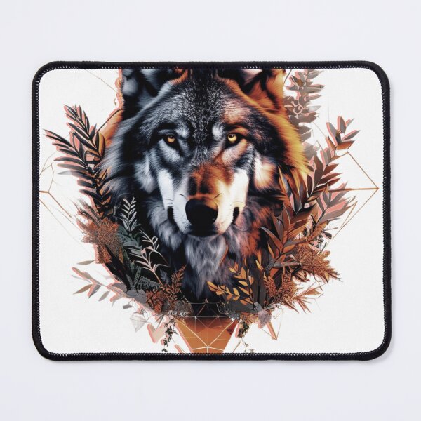 Item preview, Dark Floral Wolf – Fierce Elegance in Orange, Black and White designed and sold by Naturalite19.