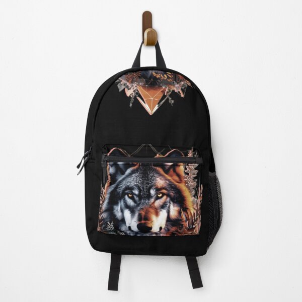 Item preview, Dark Floral Wolf – Fierce Elegance in Orange, Black and White designed and sold by Naturalite19.