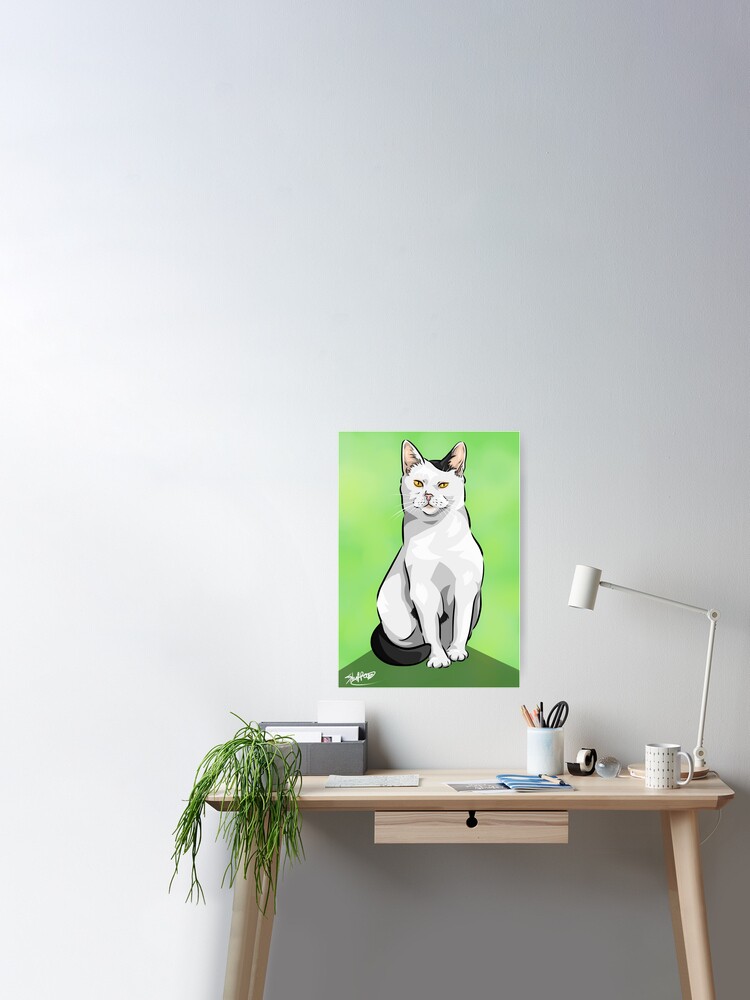 Poster Vivian Le Chat Chat Noir Et Blanc Mignon Par Shirinsart Redbubble