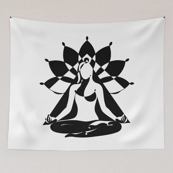 Artikelvorschau, Schwarze Schattenkunst - Yoga Lotus und Yogini entworfen und verkauft von altandesign.
