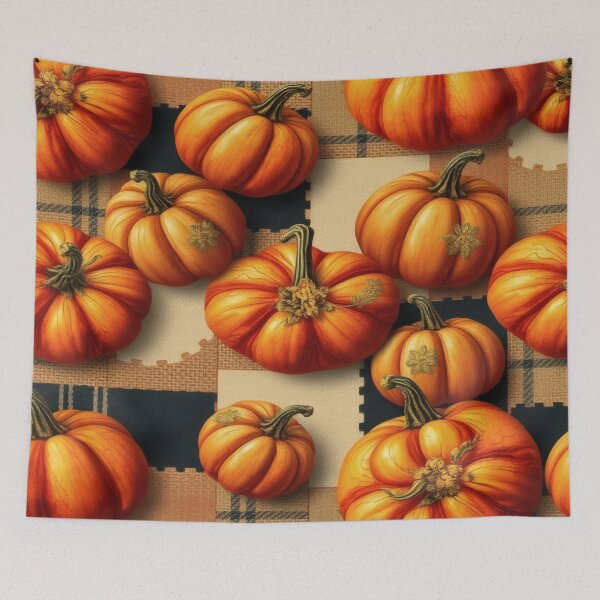Item preview, Textured Pumpkins on Woven Background – Hyper-Realistic Autumn Pattern. designed and sold by Ralek.