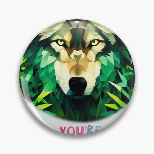 Item preview, Emerald Geometric Wolf – Wild Floral Fusion in Striking Gree designed and sold by Naturalite19.